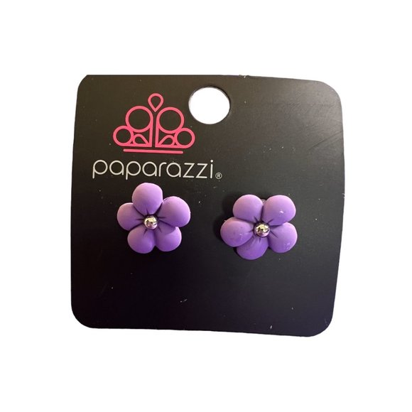 Paparazzi - Flower Earrings - Rhinestone Center - Multiple Colors Available - Picture 5 of 6